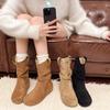 Retro Pleated Stacked Short Martin Boots Women's Autumn New Simple and Thin Retro Flat Knight Boots