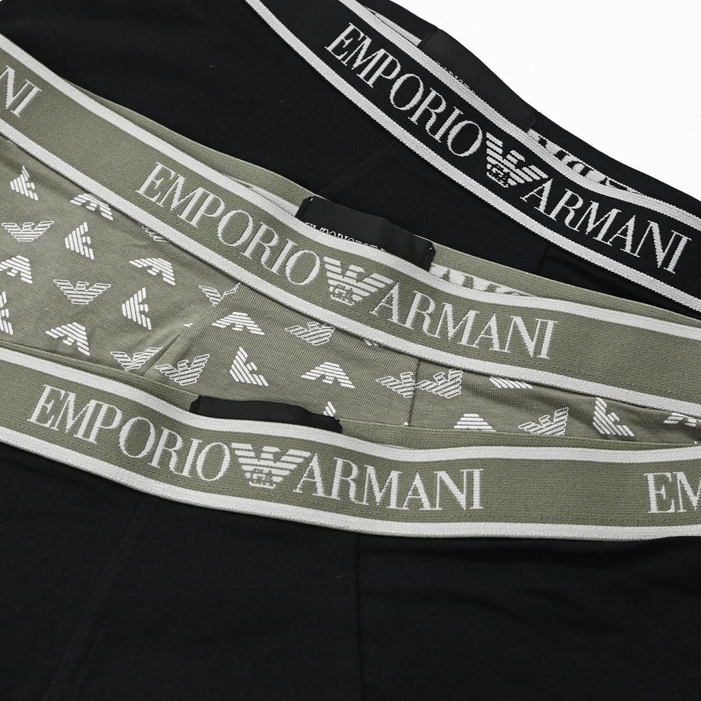 Emporio Armani Boxertrosor med Örn Storlek Grå och EM000370 AF10779 Tillverkade i Herr 3-pack Logotyp, Medium, Svart, MC065, Italien.