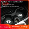 2026 Hot Sticker 2PCS Car Water Cup Bottle Holder Anti-slip Pad Carbon Fiber Mat For Volkswagen R Caddy Golf Passat Tiguan T-Cro