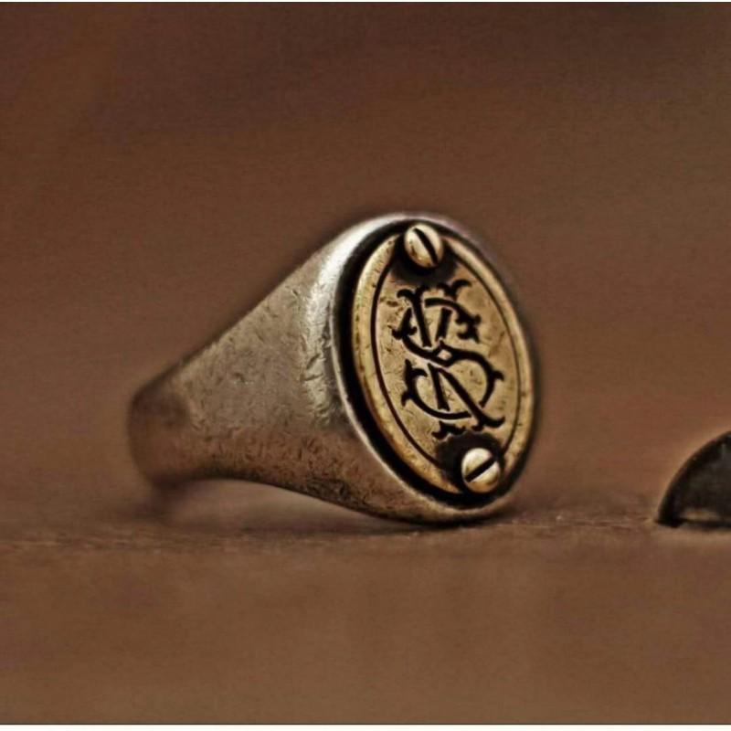 Handcrafted Adjustable Open Ring Men Women Sterling Double Layer Geometric Rivet Design Vintage Minimalist Jewelry
