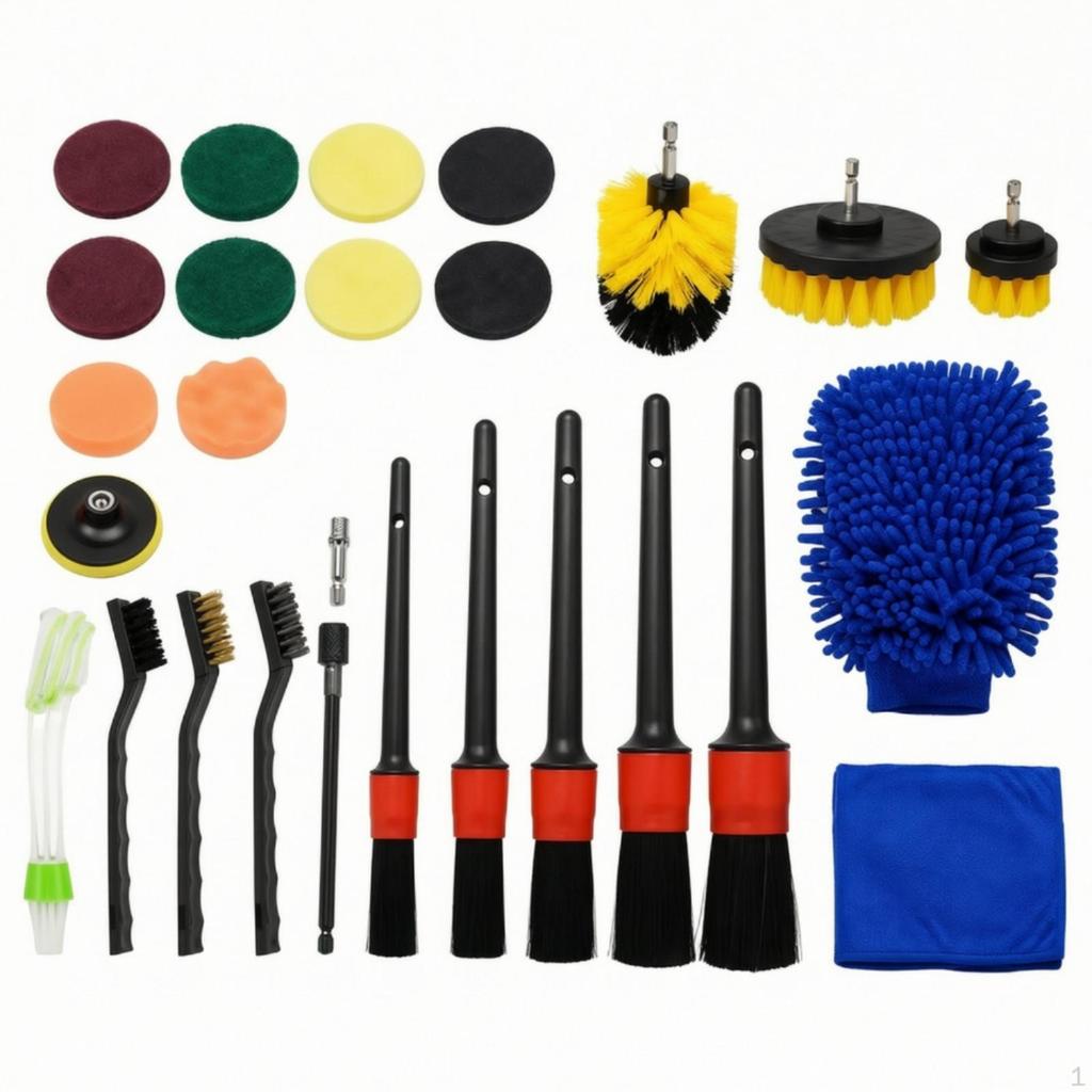 27 Pieces Car Cleaning Brush Kit Multi-Surface Polish Applicator