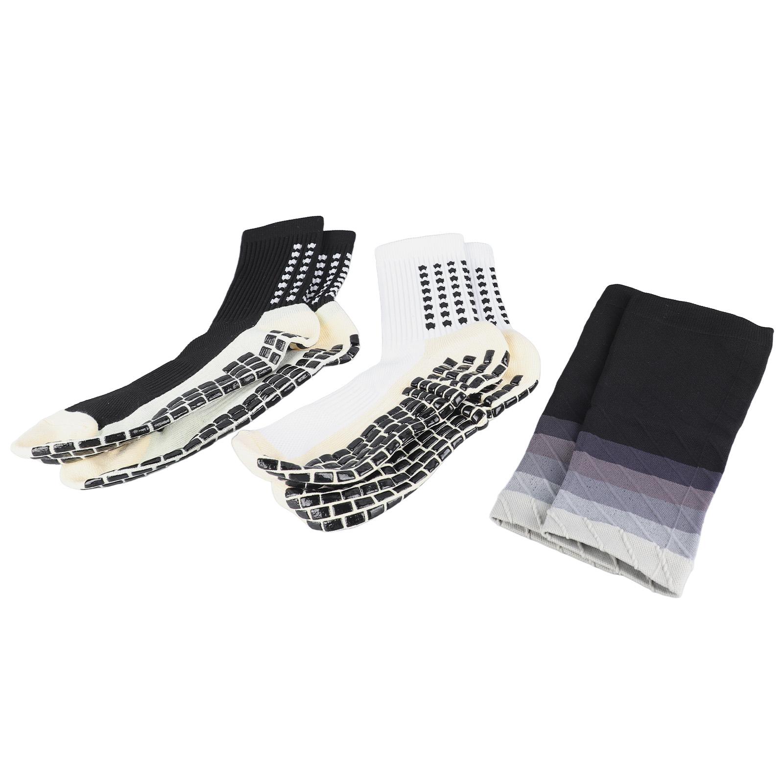 

2 Pairs Football Socks with 1 Pair Leg Socks Prevent Slip Soft Comfortable Sports Crew Socks for Men Women Running