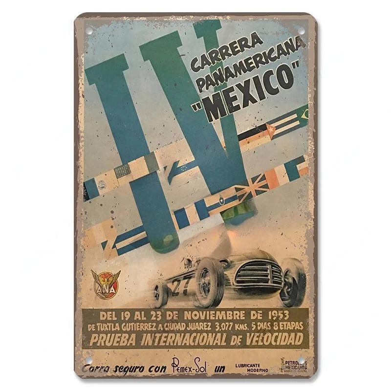 Vintage Metal Tin Signs Racing Car Plaque Decor F1 Racetrack Metal Poster Wall Art for Garage