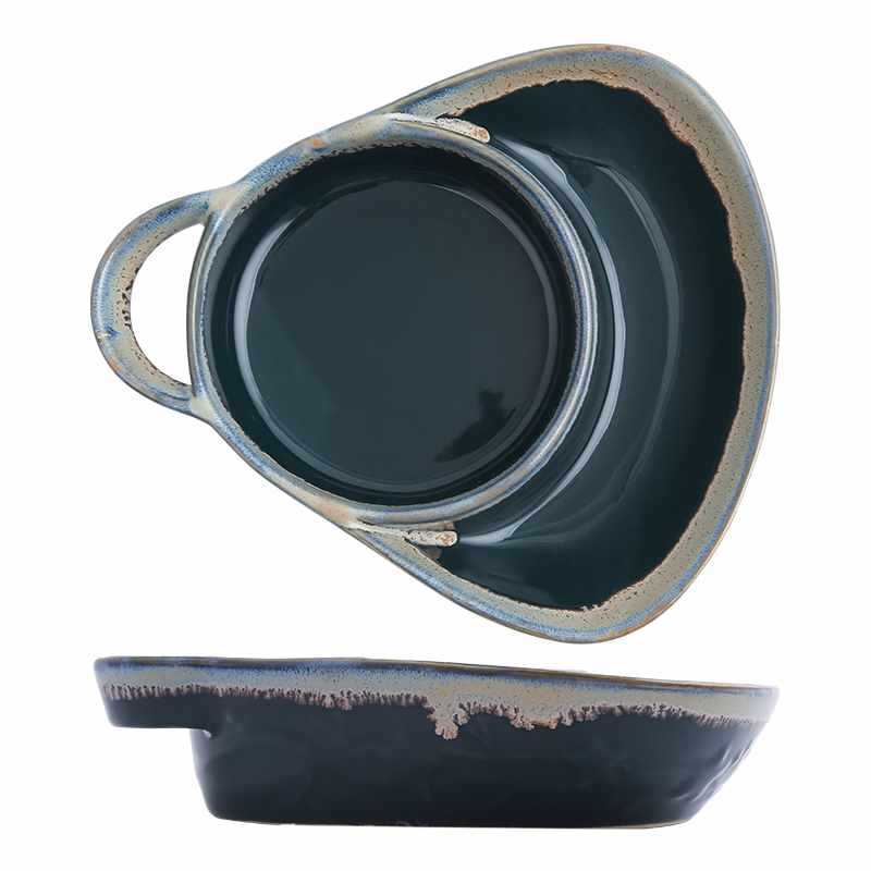 Vintage Split Plate Ceramic Breakfast Fruit Salad Plate Hotel Restaurant Buffet Plate Home Party Creative Baked Rice Tableware