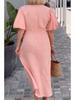 2026 Spring/Summer V-neck Lace-up Puff Sleeve Cotton Dress for Women
