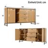 Sideboard with Three Drawers, Exquisite Grain. Modern Sideboard In Wood Color with Storage Compartments. Black and Wood Color.
