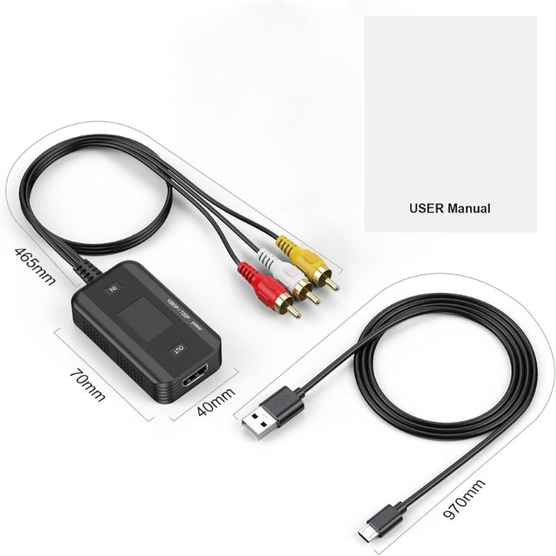 3RCA Female/Male to HDTV Converter Composite to HDTV Adapter Support 1080P for Game Console VCD Player Electronic