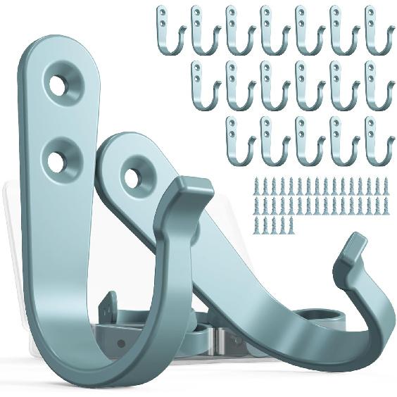 20PCS Heavy Duty Metal Coat Hooks for Wall, Single Prong Hanging Hooks with 40 Screws for Towels, Backpacks, Hats & Dog Leashes