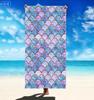 Swimming Bath Towel Microfiber Mermaid Fish Scale Pattern Thin Absorbent Extra Large Towel for Swimming Camping Yoga Bath Sports