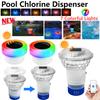 Solar Adjustable Pool Chlorine Dispenser with Colorful Lights Floating Pool Spa Tub Release Chlorinator for Nighttime Ambiance