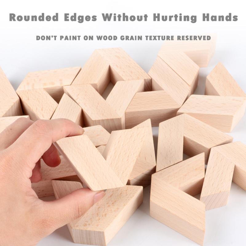 16pcs V Shape Natural Large Wooden 3D Building Blocks Toys Baby Unpaint Wooden Montessori Educational Stacking Blocks Toy Child