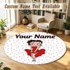 Betty Boop Personalized Round Rug Support Custom Name, Soft Home Decor Mat