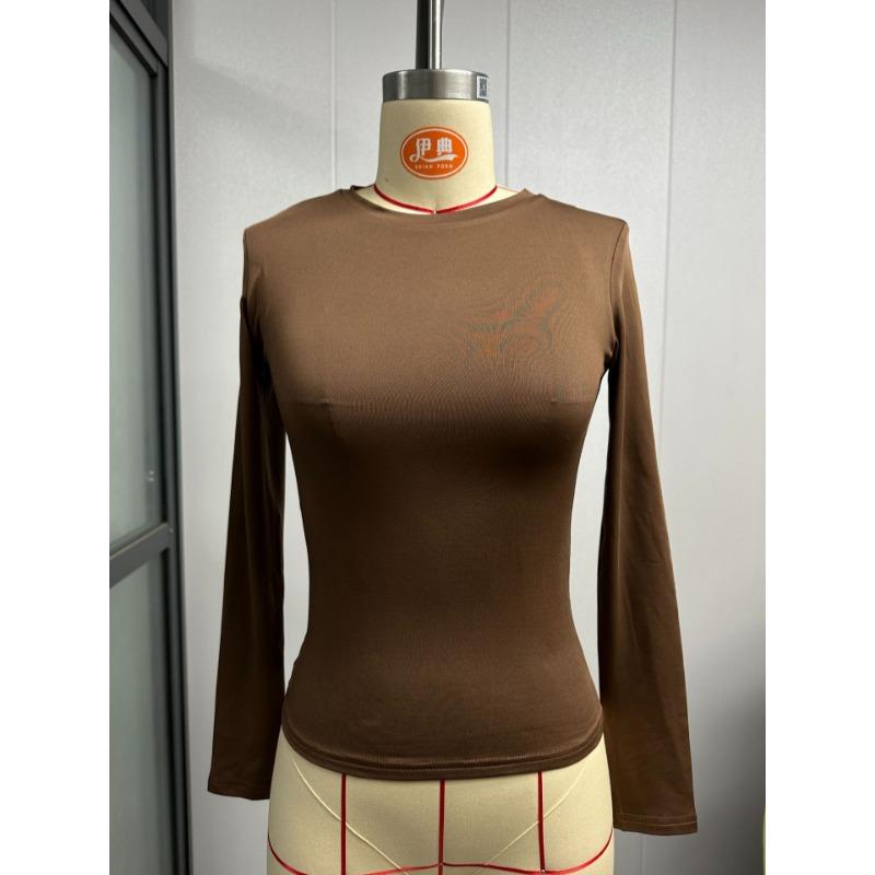 Fashion Women Casual Long Sleeve T-Shirts Solid Slim Fit Spring Autumn Pullovers Tees Shirts Female Streetwear Base Tees Tops Casual Clothing 3060