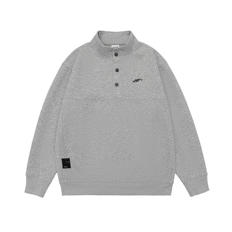 Vintage Heavyweight Stand Collar Sweatshirt For Men, New Loose Embroidered Sportswear For Autumn And Winter, Thickened Jacket