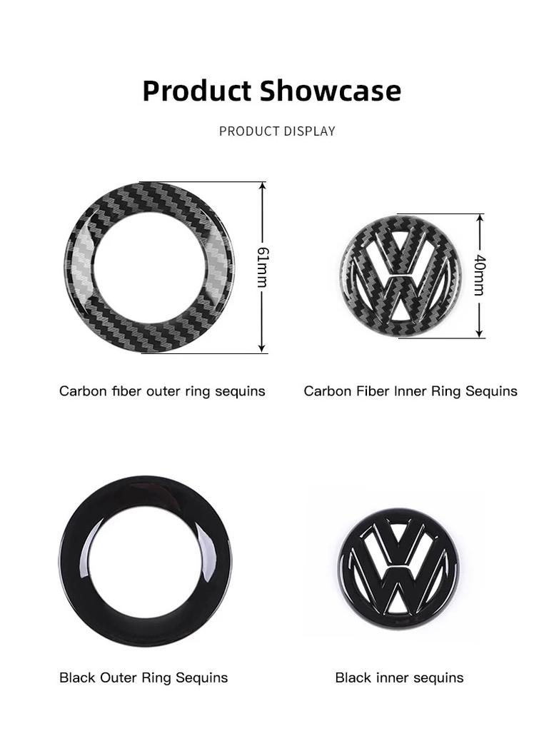 ABS Carbon Fiber Pattern Car Logo Steering Wheel Sticker Badge For VW GTI Passat B6 Golf 4 5 7 Polo Jetta Caddy Beetle Tiguan CC