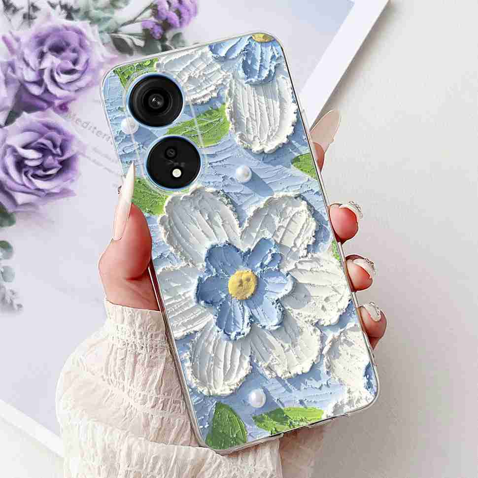 For Oppo A1 Pro 5G 6.7" Case Fashion Flower Painting Soft Silicone TPU Back Cover For Oppo A1 Pro a1 Pro PHQ110 Cases Bumper