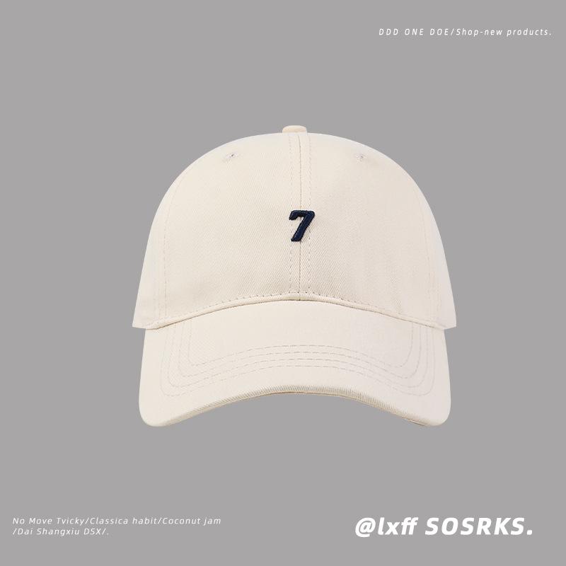 New Three Dimensional Embroidered Number 7 Baseball Hat for Women Showing Their Faces Elementary School Couples Versatile Baseball Cap