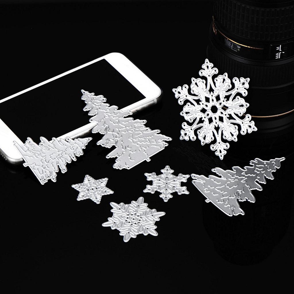 7x Novelty-Christmas Tree Snowflake-Die Cuts Metal Cutting Dies Embossing Stencils for DIY Album Card Scrapbooking-Decor