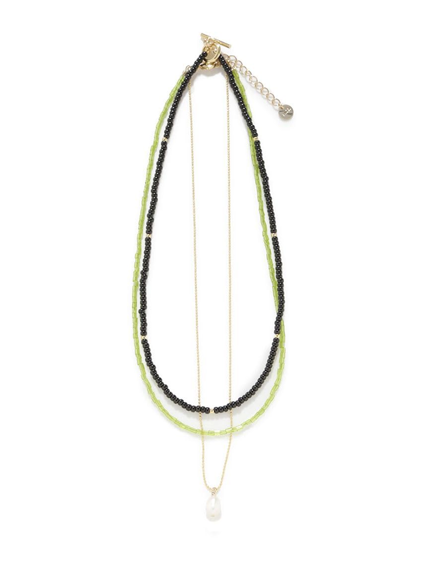 [Snidel] Layered Bead Necklace SWGA252649 Women s GRN Free Size