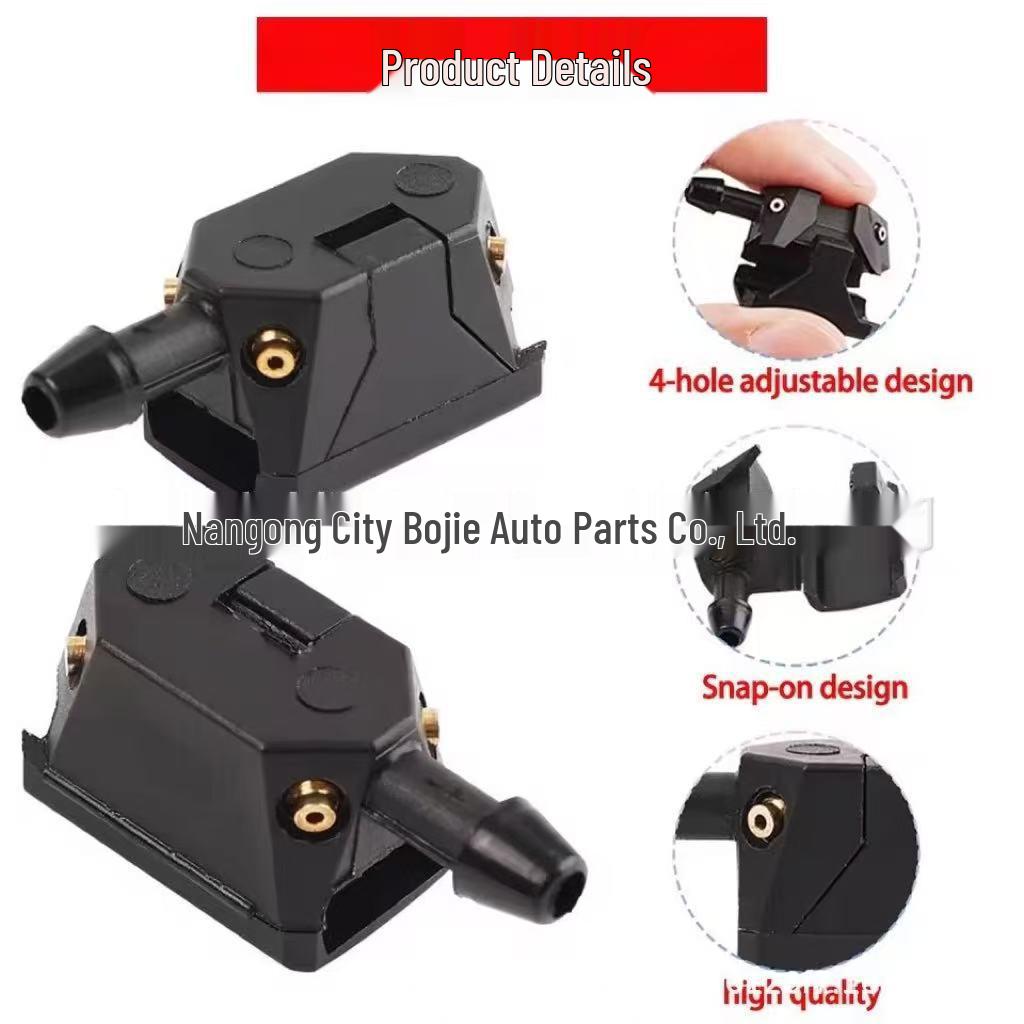 Adjustable Car Washer 4-Way Wiper Nozzle, 8mm/9mm Arm, Four-Hole Sprayer