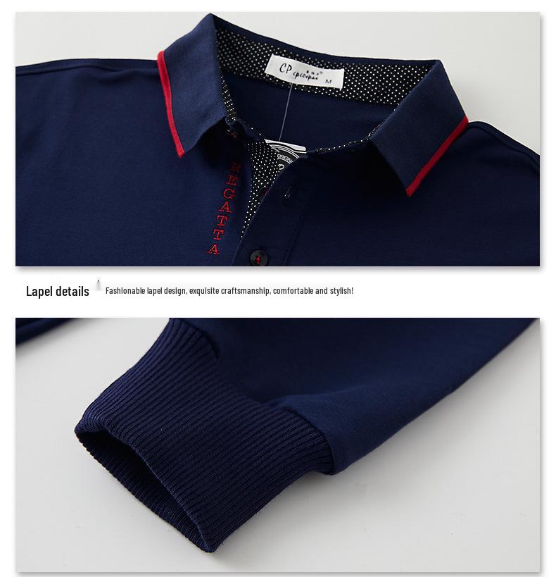 Extra Large Men's Long Sleeve Polo Shirt - Turn-Down Collar, Plus Size, Loose Fit, Business Style