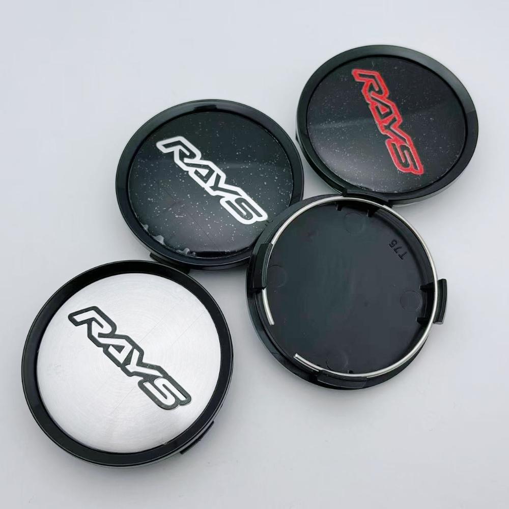 4pcs 74mm Car Wheel Center Caps With RAYS Logo Emblem Badge Wheel Rims Center Dust Cover Hub Hubcaps Replace Car Accessories
