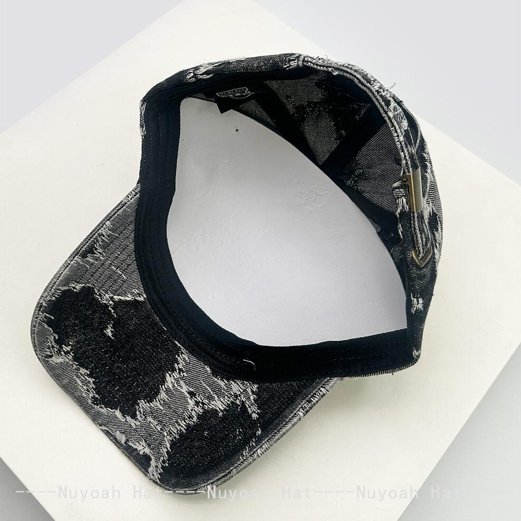 Baseball Pattern Irregular School Old Vintage American Women  Men Her Him For Fresh Caps Peaked Hats Sunshade Street Versatile Personal Denim