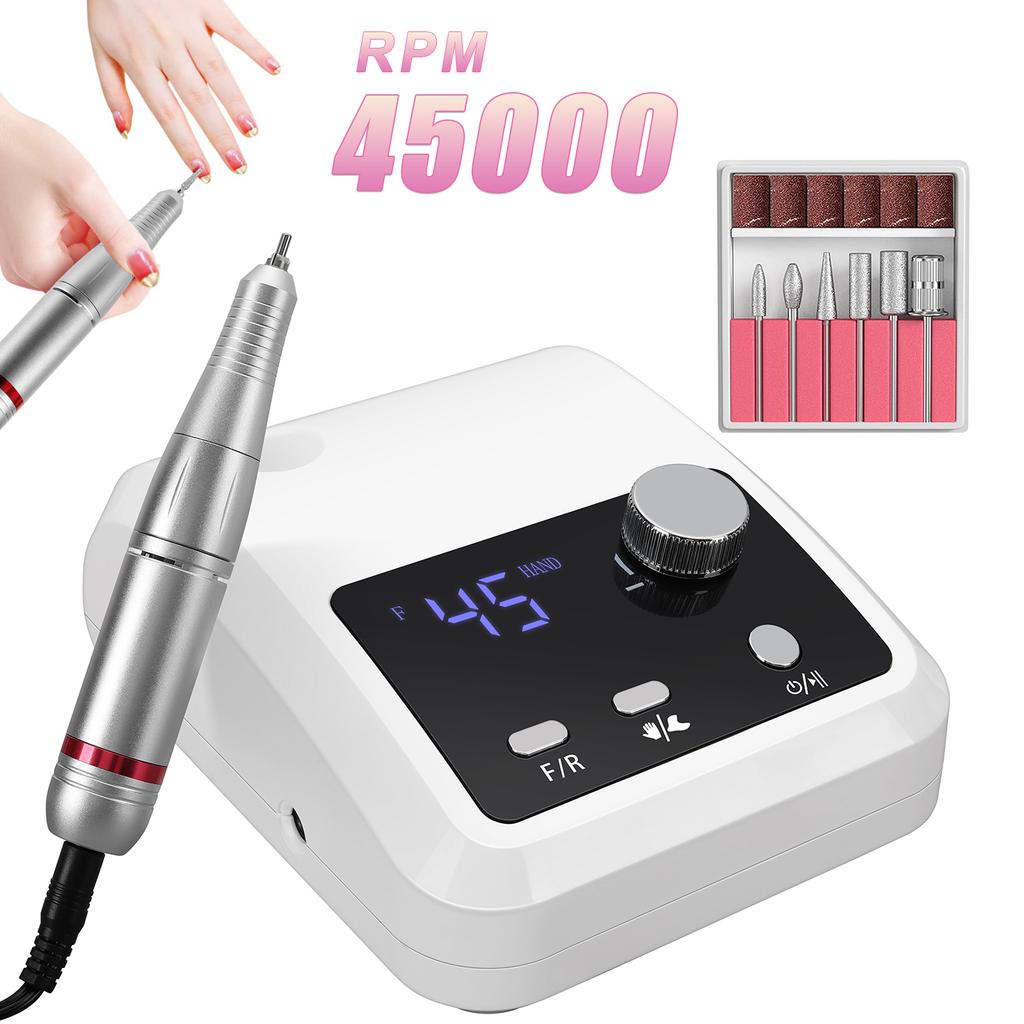 45000RPM Nail Drill Machine With Low Vibration Professional Nail Milling Machine With Pause Mode Manicure Set For Salon Home Use