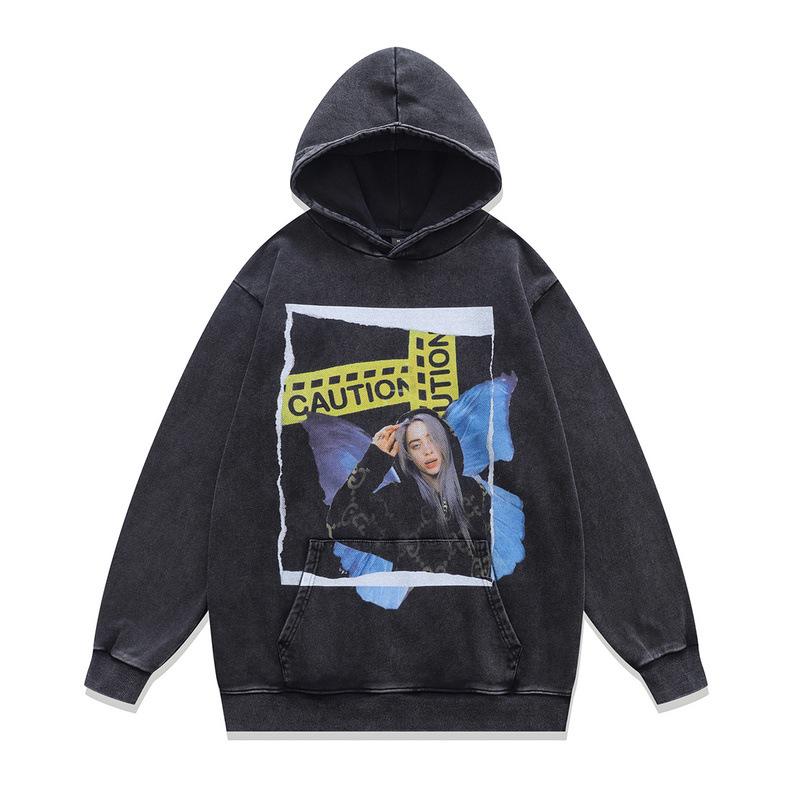 Amerikanischer Retro Fried Color Kapuzenpullover Billie Digitaler Direktdruck Gewaschener Reiner Baumwoll-Hoodie Herren