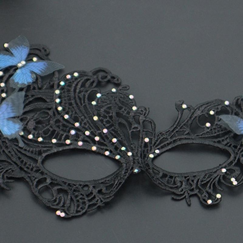 Damen Maskerade Maske mit Strasssteinen Ball Abschlussball Maske Venezianische Party Maske Halbgesichtsspitzenmaske Augenmaske Karnevalsmaske