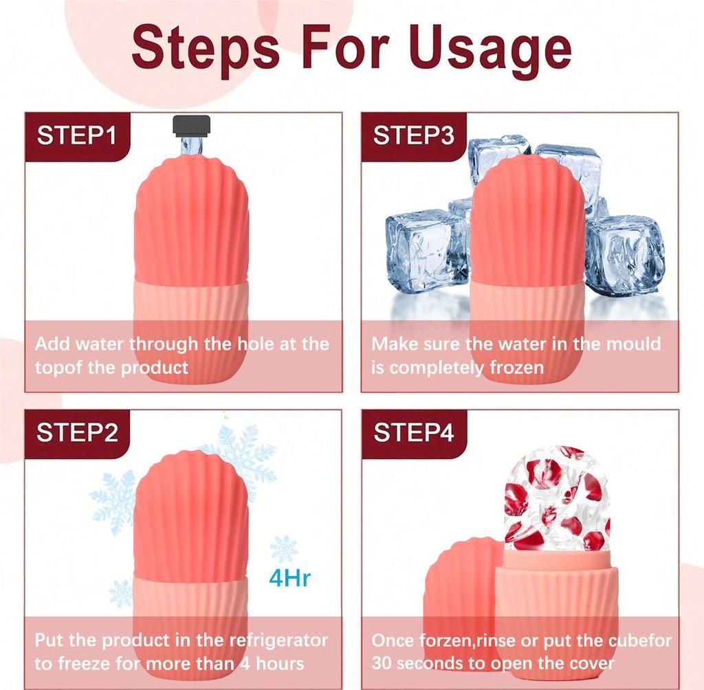 Ice Roller for Face and Eyes Silicone Ice Mold, Cooling and Firming Facial Skin Ice Roller Leak-proof Reusable Facial Care