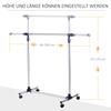Coat Rack Clothes Rack with Casters Height-Adjustable and Extendable Clothes Rail Drying Rack Free-Standing Wardrobe for Entrance Area Stainless