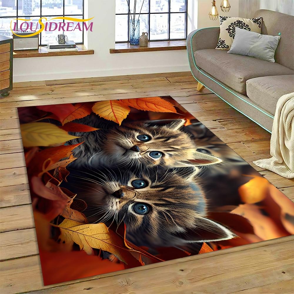 3D Persian Cat,Cute Calico Cat,Ragdoll Cartoon Rug Carpet for Living Room Bedroom Home Decor,Non-slip for Sofa  Doormat Gift Kid