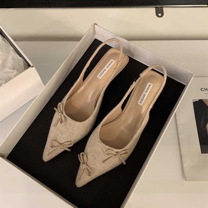 Sommer Damen Sandalen mit niedrigem Absatz, modische spitze Zehenpartie, Slip-On-Schuhe, elegante Pumps für Tanzpartys