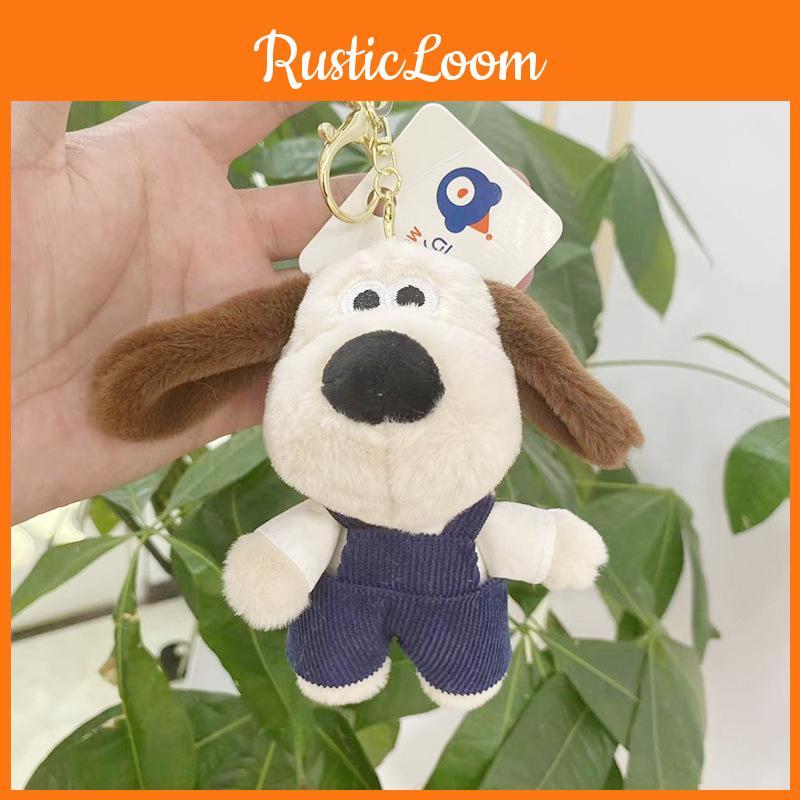 Cute Cartoon Plush Dog Keychain With Overalls 12cm Height Perfect For Bags And Backpacks