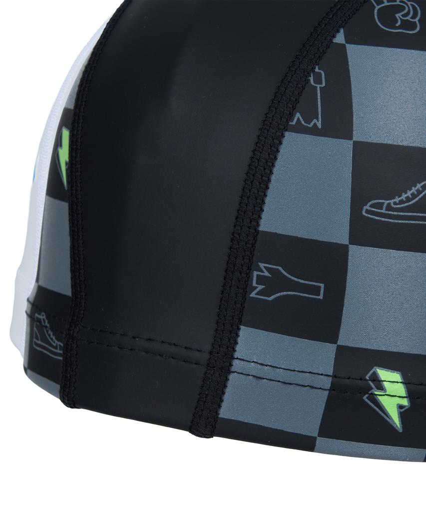 Lenomasuyeongbog Supplies Kids' Checkerboard Icon Pu Swim Cap Black Ro-Rc2F755-Bk