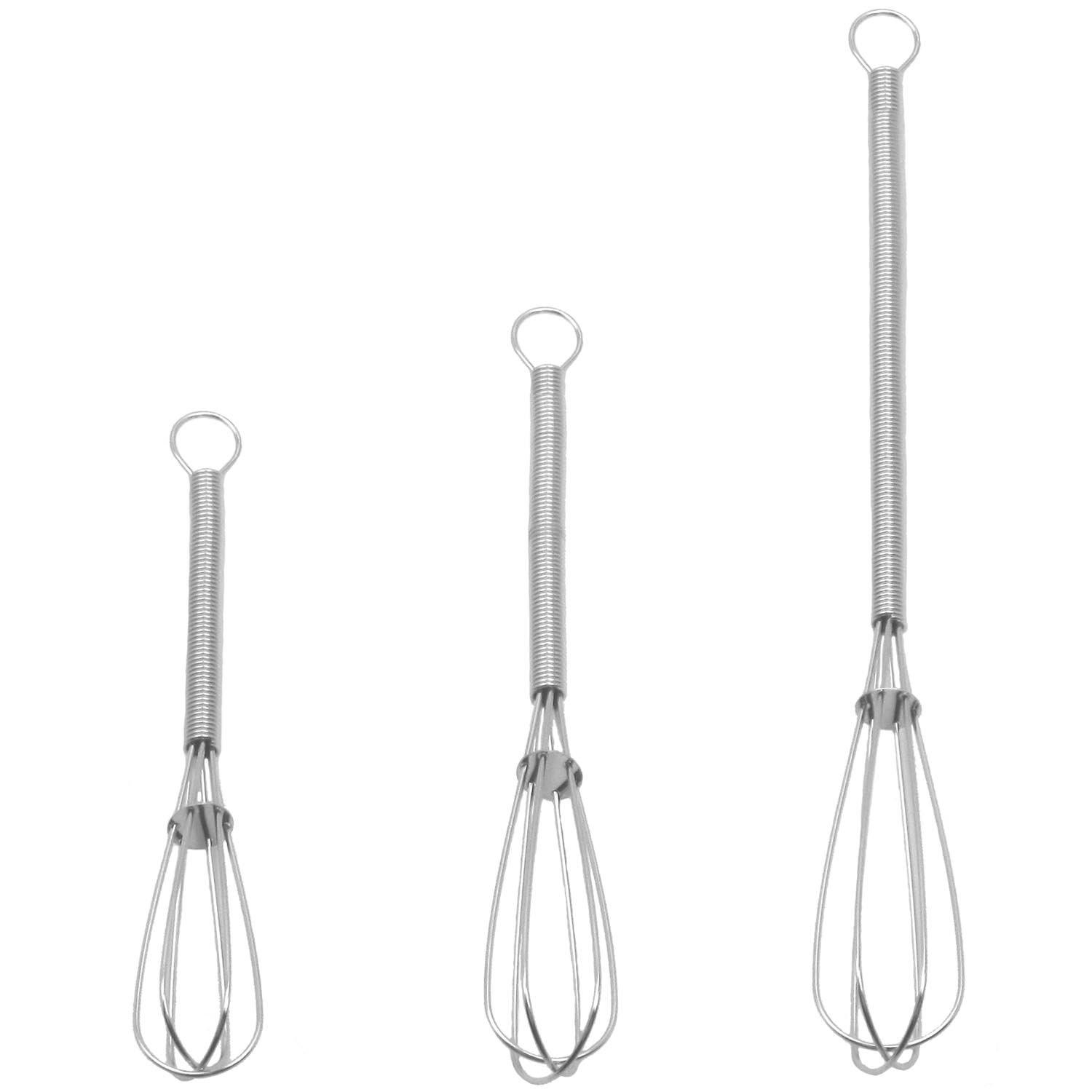 Nagao Mini Set of Stainless Steel with Spiral Made in Japan Tsubame-Sanjo Whisk, 3, 18-8 Handle,
