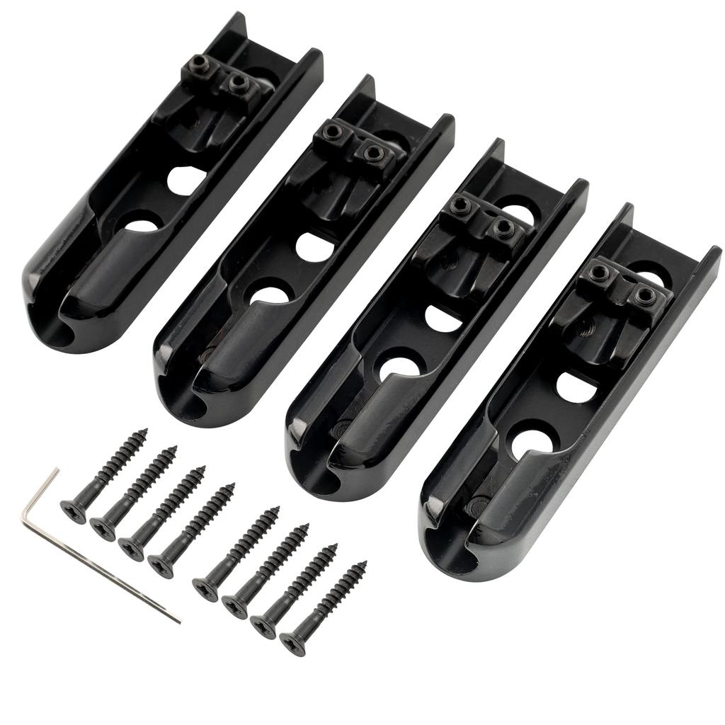 Musiclily Pro 15.5mm Single Bass Bridge for 4-String Electric Bass, Black (Set of 4)