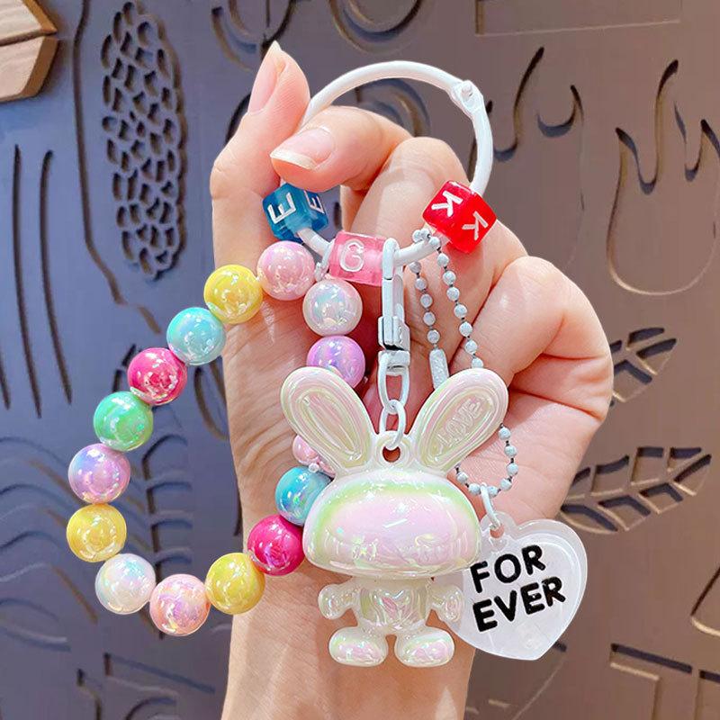 

Мультяшный акриловый кролик с бусинами, браслет, подвеска, креативный, для пары, брелок для сумки, маленький подарок opp bag packaging