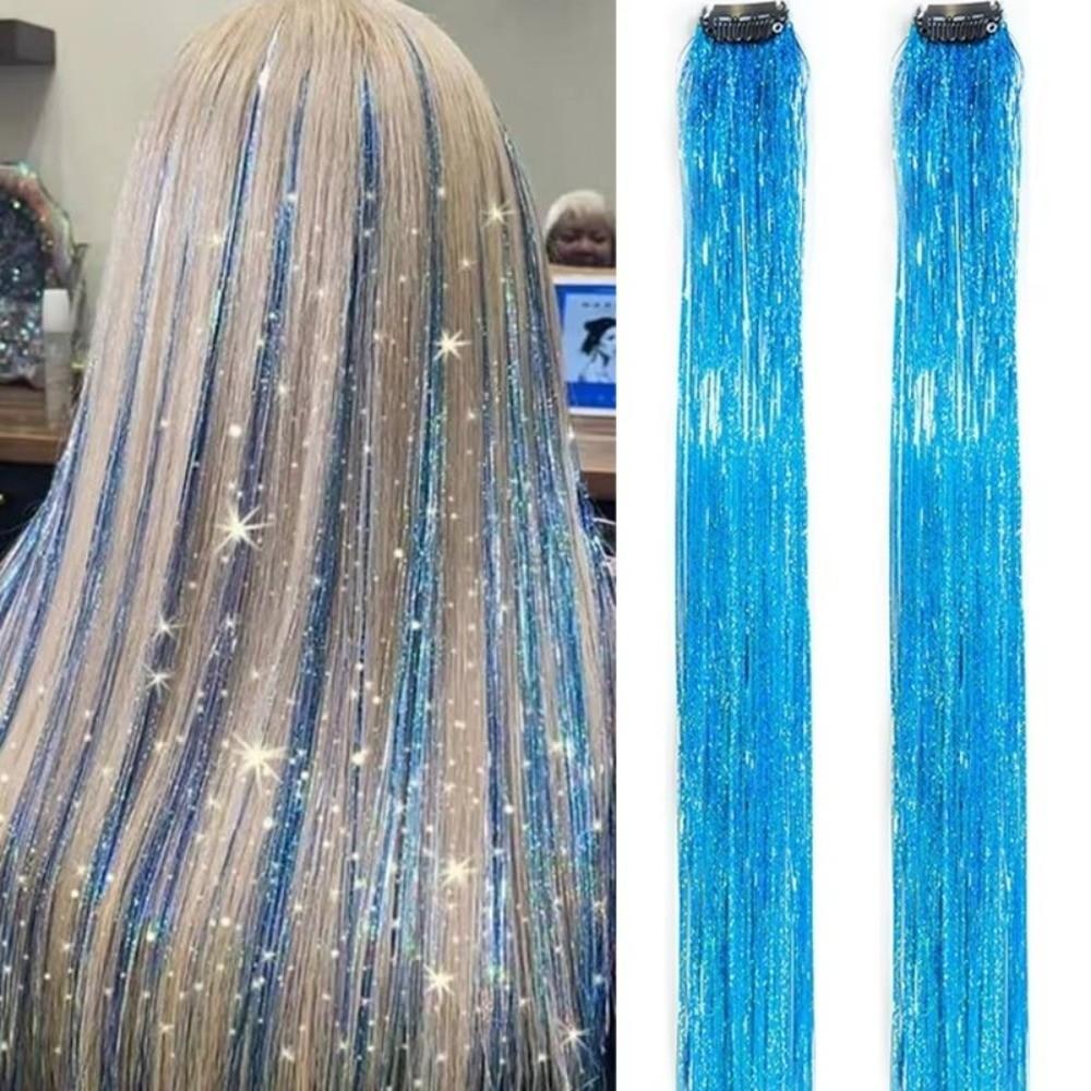 Highlights Clip Clip in Hair Extensions Glitter Colorful Fairy Hair Hair Tinsel Synthetic Long Straight Hair Highlights Girls
