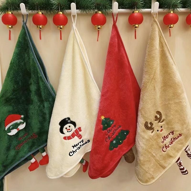 Christmas Bath Towels Practical Christmas Gift Comfortable Hand Towel Thick Cartoon Pattern Cute 35*75/70*140cm
