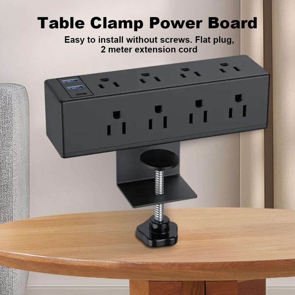 Desktop Edge Power Outlets with USB Ports 18W Fast Charging Station 8/6 AC Outlet and 6.6ft Power Cord Fit 1.6in Tabletop Edge