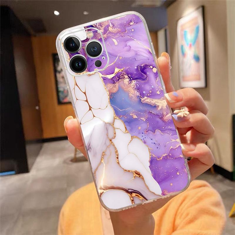 Phone Case Carcasa Funda For iPhone 16 15 13 14 11 12 Pro Max 16 14 12 13 Pro 15 Plus 16E Marble Case