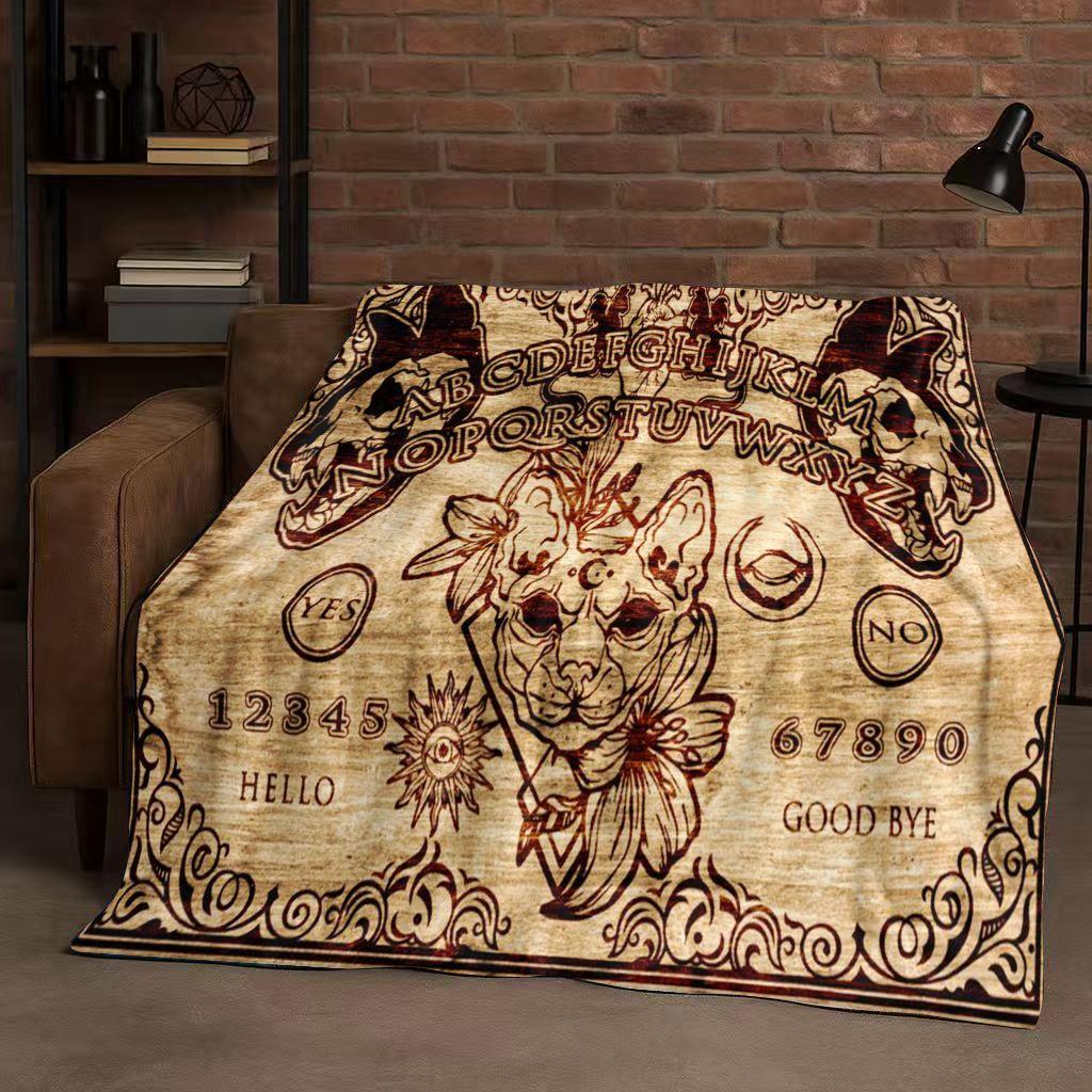 3D Retro Witch Spirit Ouija Board Flannel Blanket,Ultra Soft Warm Plush Throw for Home Bedroom Bed Sofa Cover Kids Gift Picnic