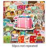 50 Retro Suitcase Stickers: Vintage Hand-painted DIY Decor for Journals & Skateboards