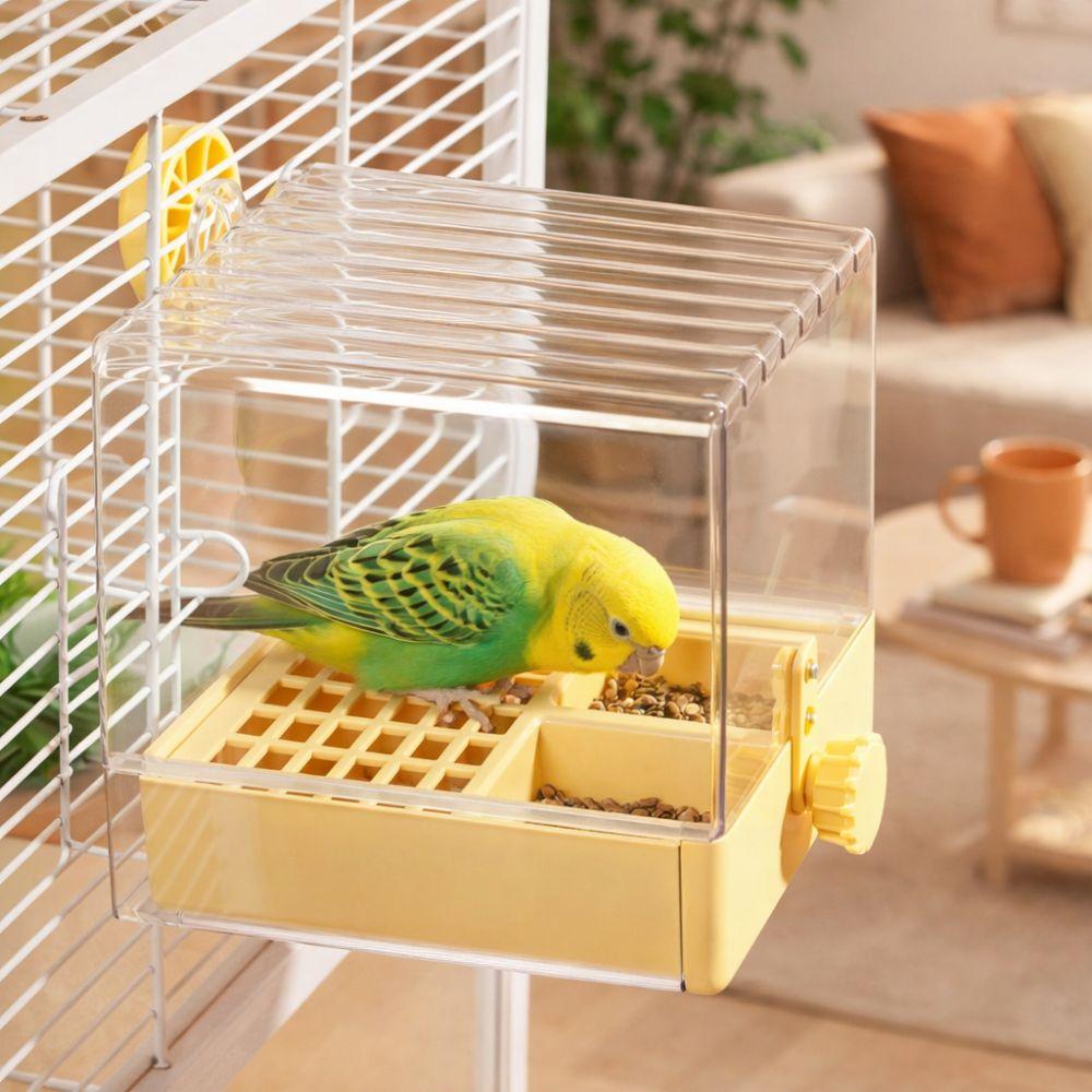 Bottom Drawer Parrot Bath Multi-functional Parakeet Shower Birdbath Feeder  Bird Cage
