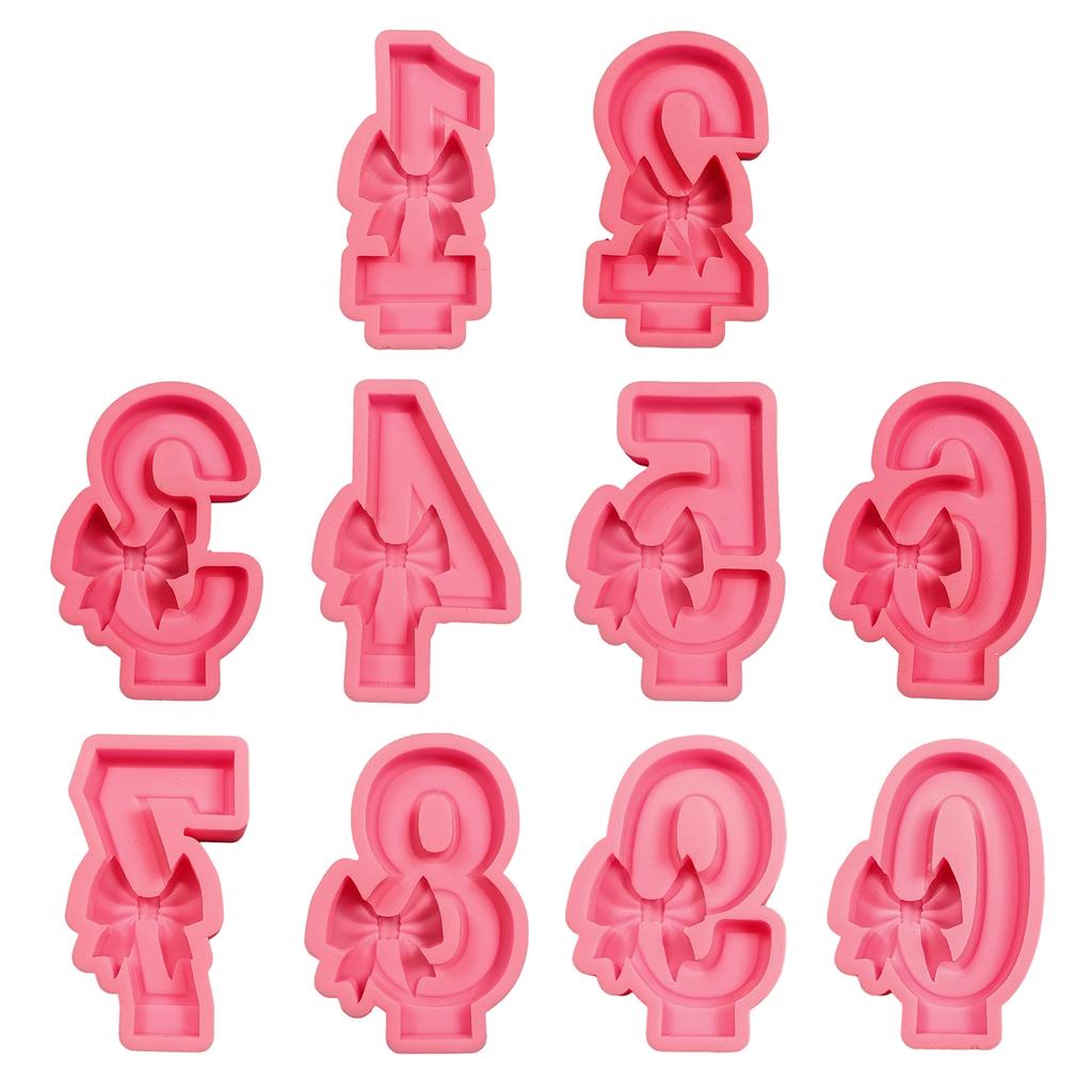Bowknot Number Silicone Molds Castings Mould Epoxy Resin Mould Baking Molds Birthday Candle Molds Home Decorations