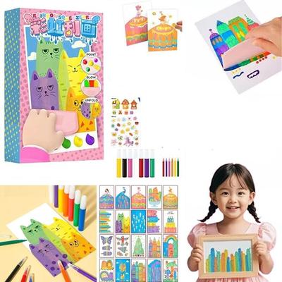 Drawing Papers Squeegee Art Kids Paint Kit DIY Material Rainbow Scratch Art  for Christmas Gift