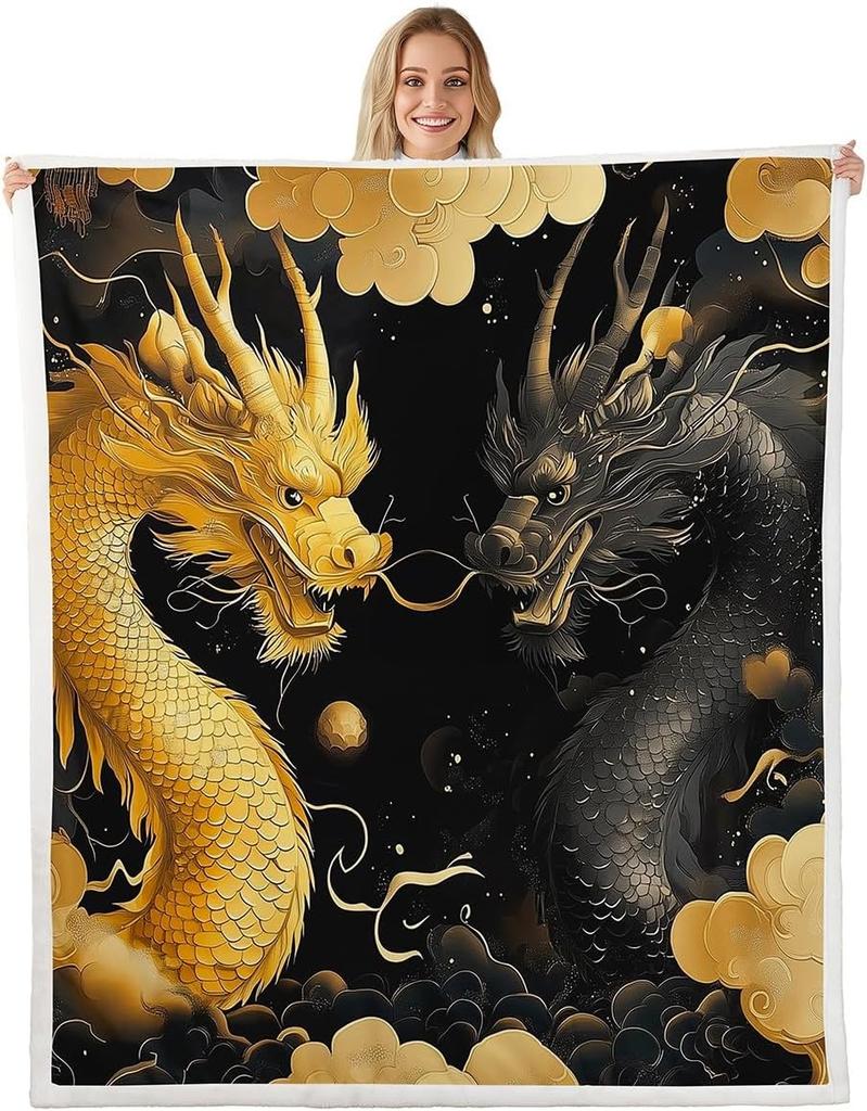 Cute Pink Dragon Blanket Soft Fleece Throw Kids Room Decor Fantasy Art Design Home Decoration