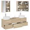5 Piece Bathroom Furniture Set Sonoma Oak Engineered Wood and Glass